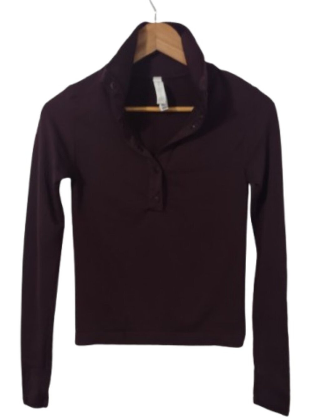 Athleta Flurry Seamless Long Sleeve Henley Top Spiced Cabernet - XXS